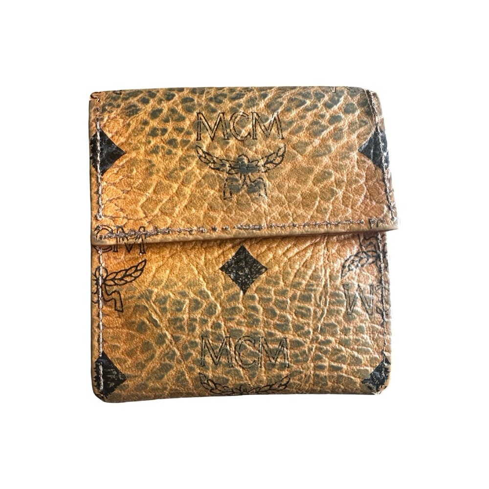 Vintage MCM Cognac Visetos Monogram Compact Coin card Wallet unisex